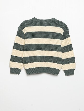 Pull rayé avec boutonnage épaule