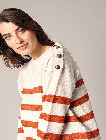 Pull rayé avec boutons décoratifs 'Deeluxe'