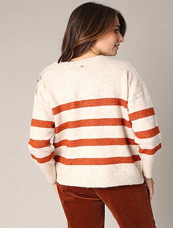Pull rayé avec boutons décoratifs 'Deeluxe'