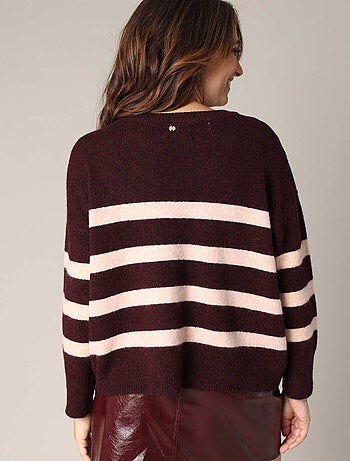 Pull rayé avec boutons décoratifs 'Deeluxe'