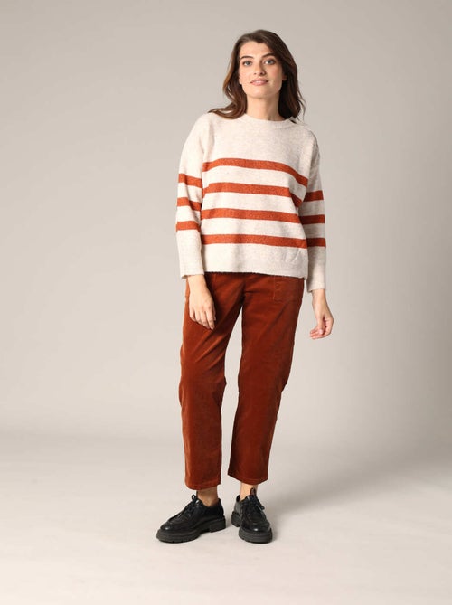 Pull rayé avec boutons décoratifs 'Deeluxe' - Kiabi