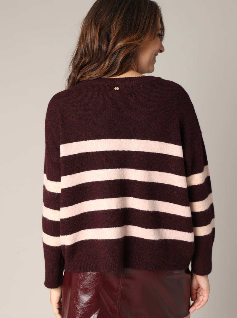 Pull rayé avec boutons décoratifs 'Deeluxe' Violet - Kiabi