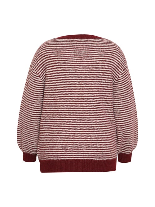 Pull rayé avec broderies PAPRIKA - Kiabi