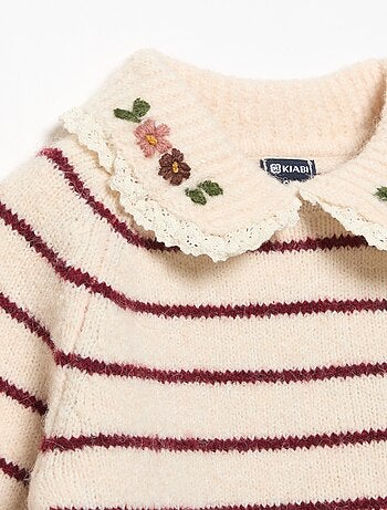 Pull rayé avec col fantaisie