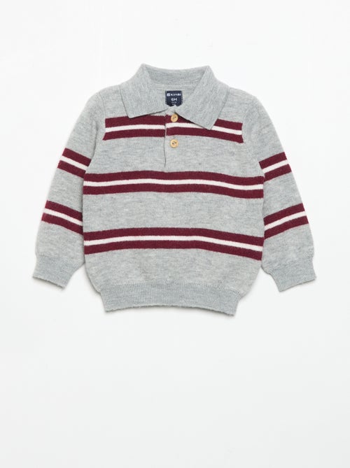 Pull rayé avec col polo - Kiabi