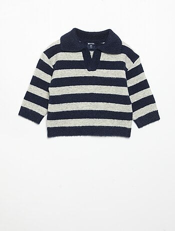 Pull rayé avec col polo non boutonné