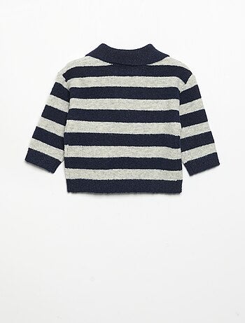 Pull rayé avec col polo non boutonné