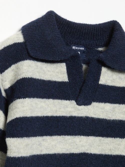 Pull rayé avec col polo non boutonné - Kiabi
