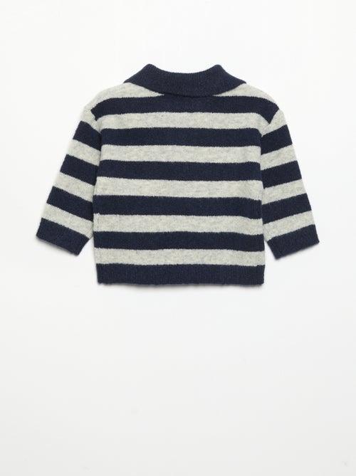 Pull rayé avec col polo non boutonné - Kiabi