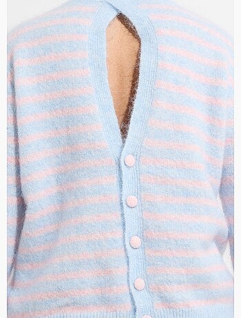 Pull rayé avec laine, dos boutonné - AFIBEL