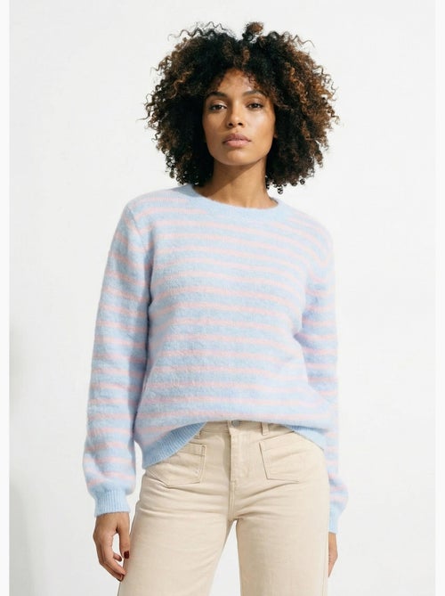 Pull rayé avec laine, dos boutonné - AFIBEL - Kiabi