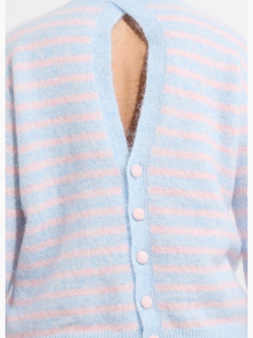 Pull rayé avec laine, dos boutonné - AFIBEL - Kiabi