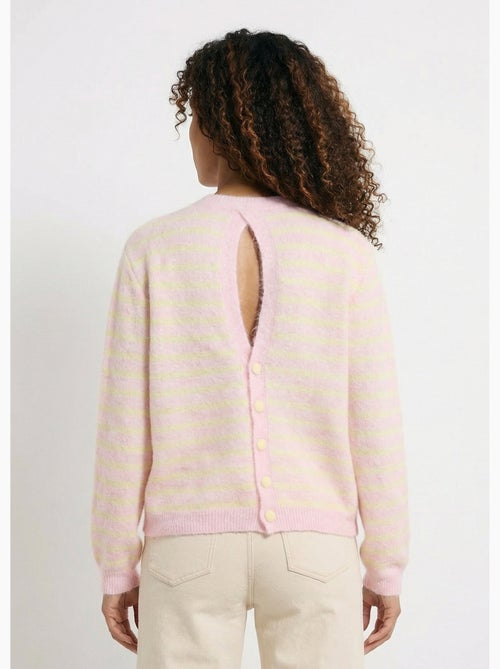Pull rayé avec laine, dos boutonné - AFIBEL - Kiabi