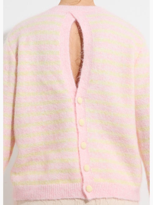 Pull rayé avec laine, dos boutonné - AFIBEL - Kiabi