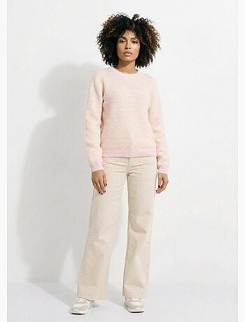 Pull rayé avec laine, dos boutonné