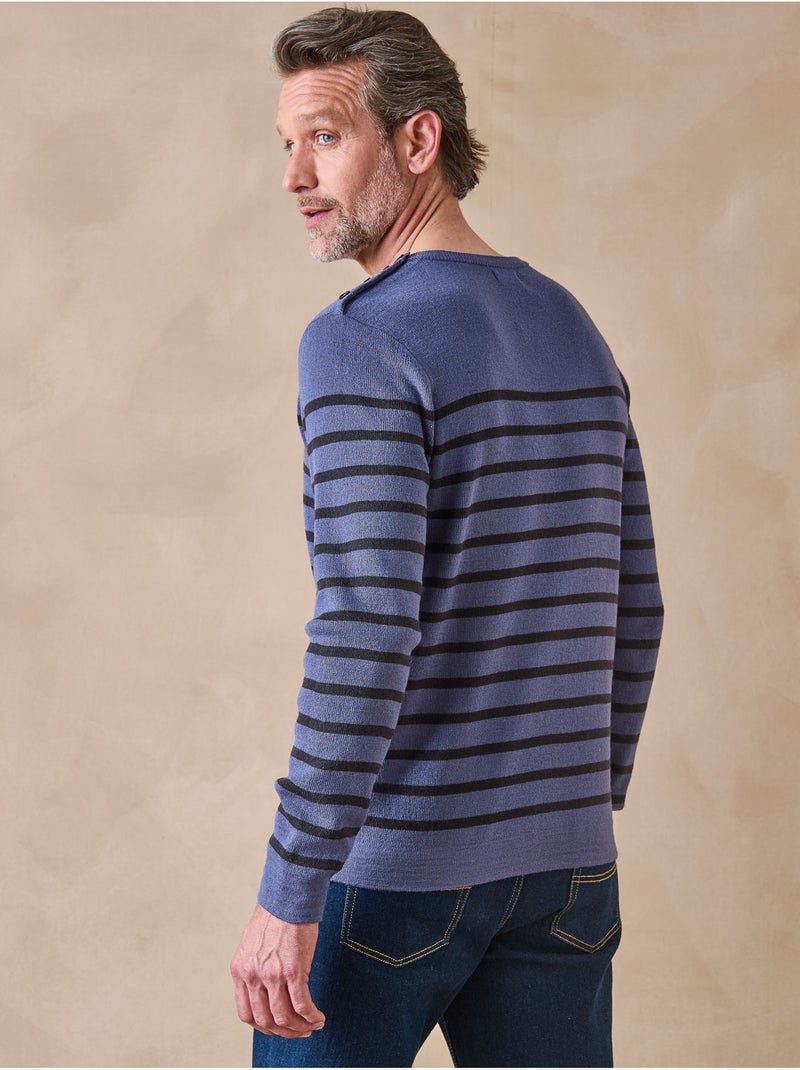 Pull rayé avec laine homme - DAXON Bleu marine - Kiabi