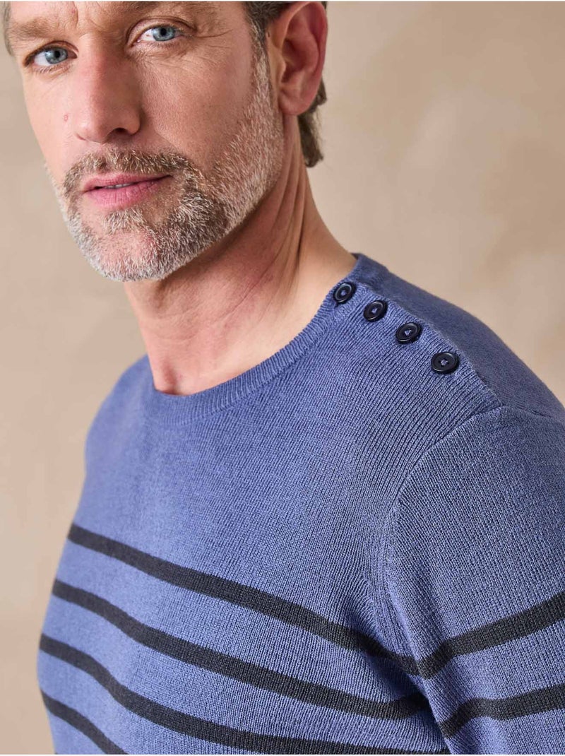 Pull rayé avec laine homme - DAXON Bleu marine - Kiabi
