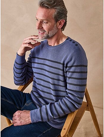 Pull rayé avec laine homme