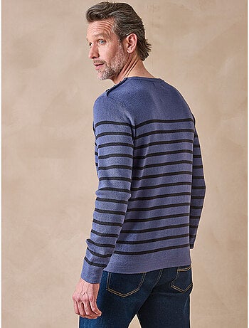 Pull rayé avec laine homme
