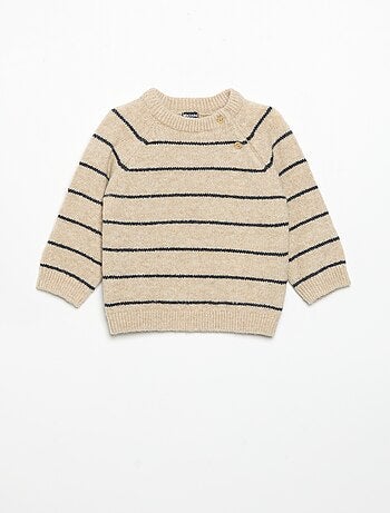 Pull rayé avec ouverture boutonnée au col
