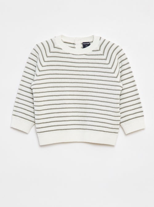 Pull rayé avec ouverture boutonnée au dos - Kiabi