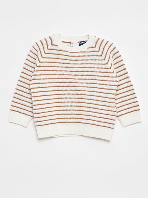 Pull rayé avec ouverture boutonnée au dos - Kiabi