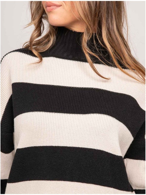 Pull rayé col montant kanelle - Kiabi