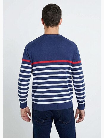 Pull rayé col rond jersey coton - Afibel