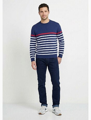 Pull rayé col rond jersey coton - Afibel