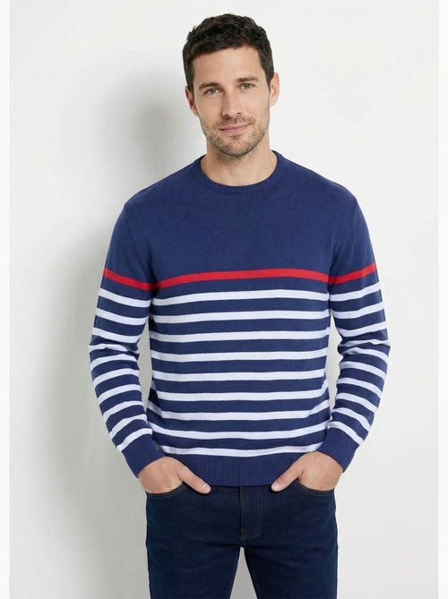 Pull rayé col rond jersey coton - Afibel - Kiabi Pull rayé col rond jersey coton - Afibel - Kiabi