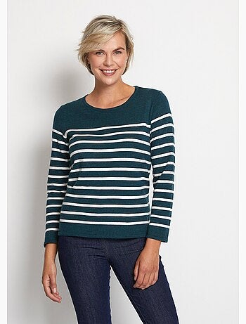 Pull rayé col rond manches longues - Afibel