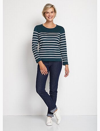 Pull rayé col rond manches longues - Afibel