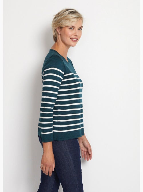 Pull rayé col rond manches longues - Afibel - Kiabi