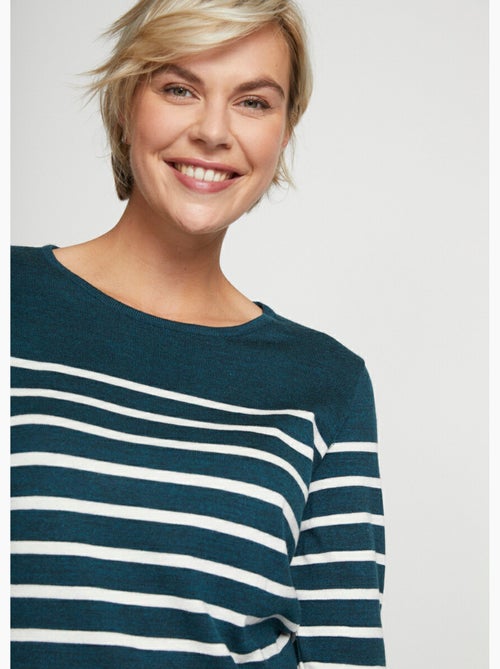 Pull rayé col rond manches longues - Afibel - Kiabi
