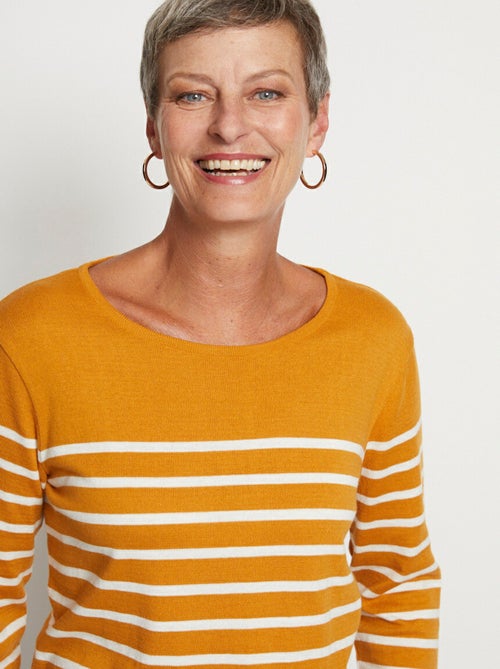 Pull rayé col rond manches longues - Afibel - Kiabi