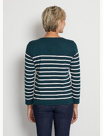 Pull rayé col rond manches longues