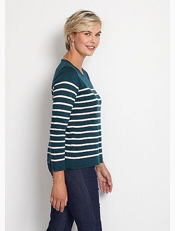 Pull rayé col rond manches longues