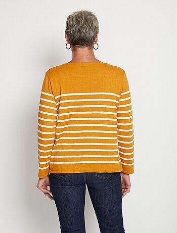 Pull rayé col rond manches longues
