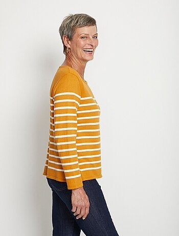 Pull rayé col rond manches longues