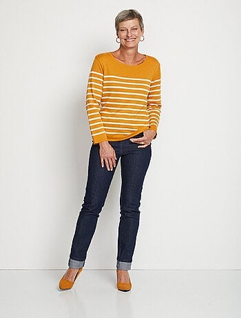 Pull rayé col rond manches longues