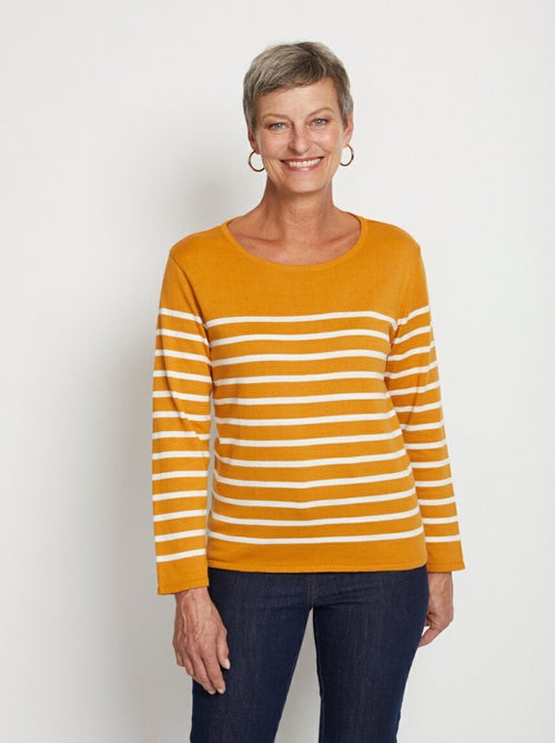 Pull rayé col rond manches longues - Kiabi