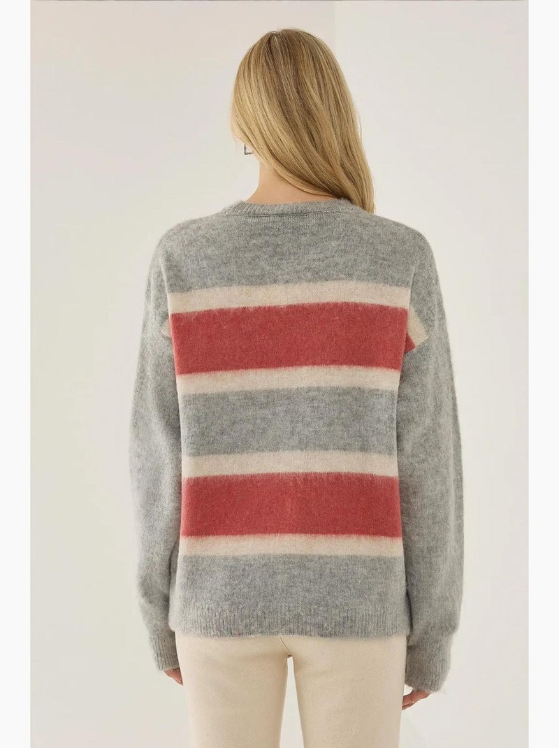 Pull rayé coloré coupe décontractée hiccup Gris - Kiabi