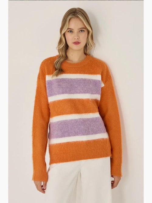 Pull rayé coloré coupe décontractée hiccup - Kiabi Pull rayé coloré coupe décontractée hiccup - Kiabi