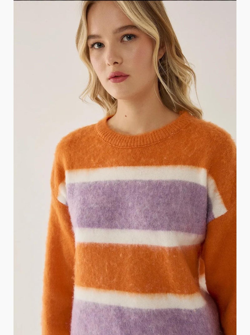 Pull rayé coloré coupe décontractée hiccup Orange - Kiabi
