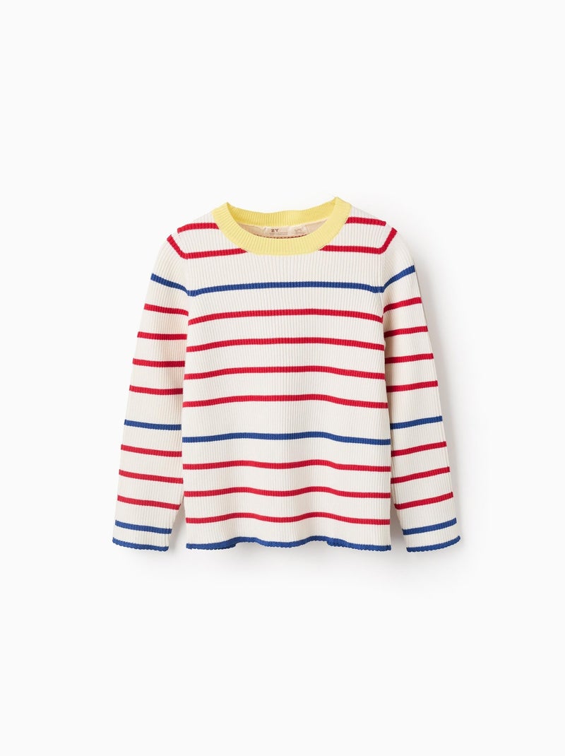 Pull Rayé Côtelé Beige clair - Kiabi