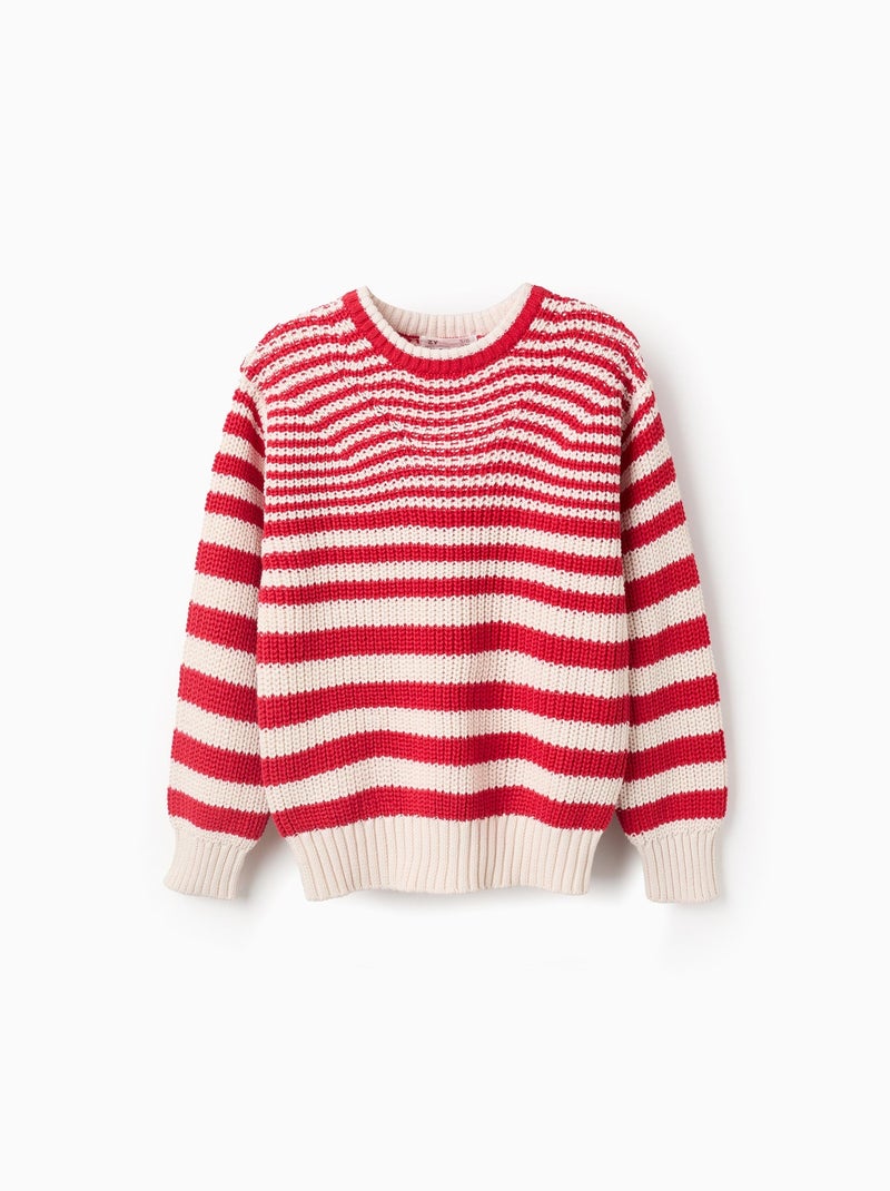 Pull Rayé en Coton Beige clair - Kiabi