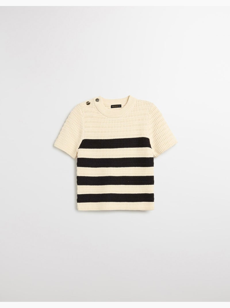 Pull rayé en maille, MO Fashion Ecru - Kiabi
