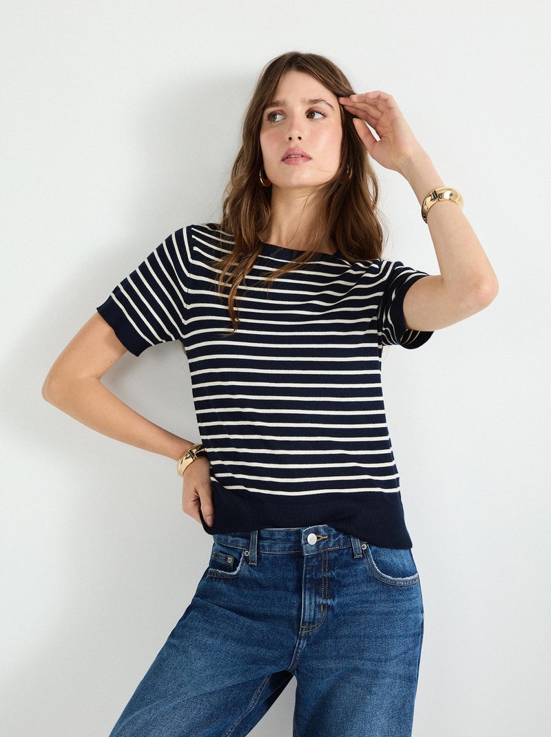 Pull rayé en maille pour femme MO Fashion Bleu - Kiabi