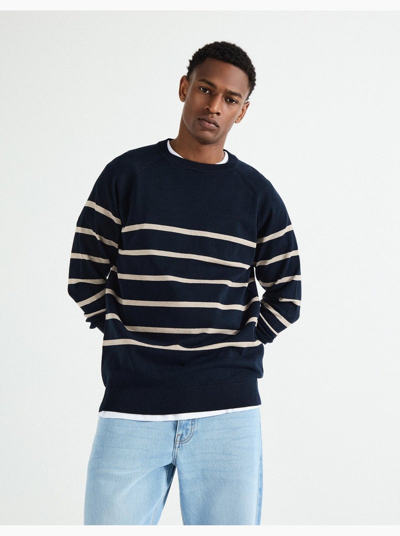 Pull Homme Laine Wolsey Rayé Col Bleu Taille M - Col Denim - Très Bon état