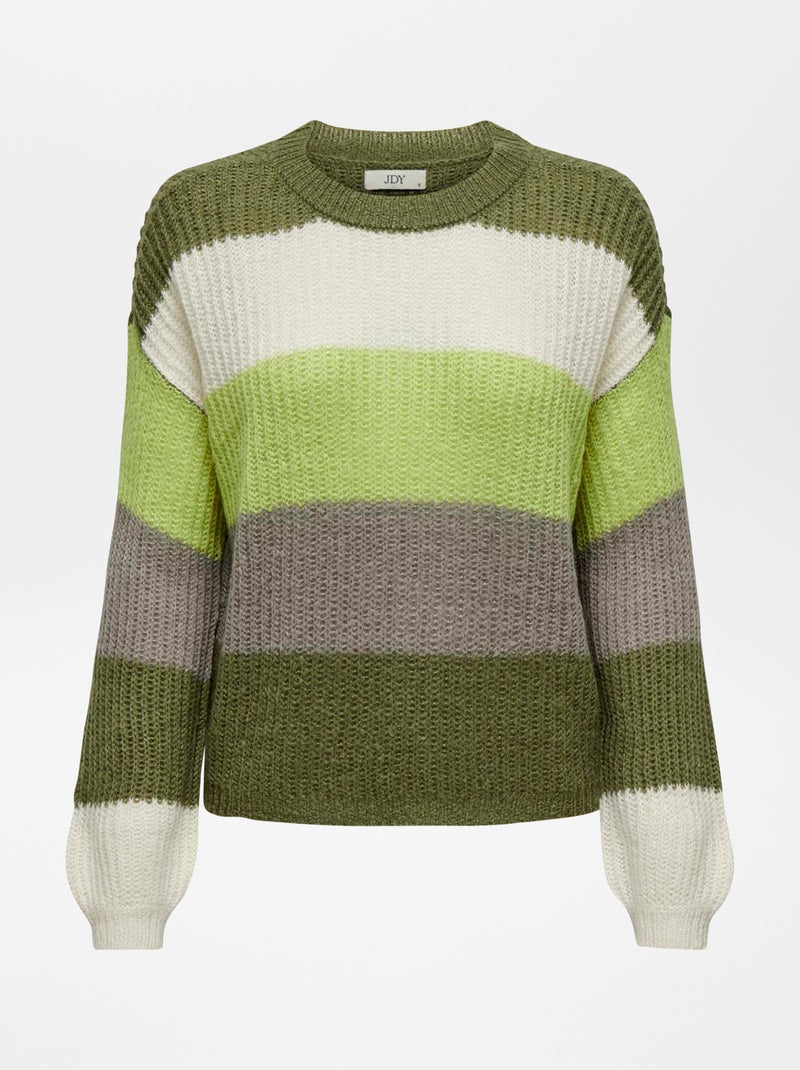 Pull rayé en maille tricot 'JDY' Vert - Kiabi